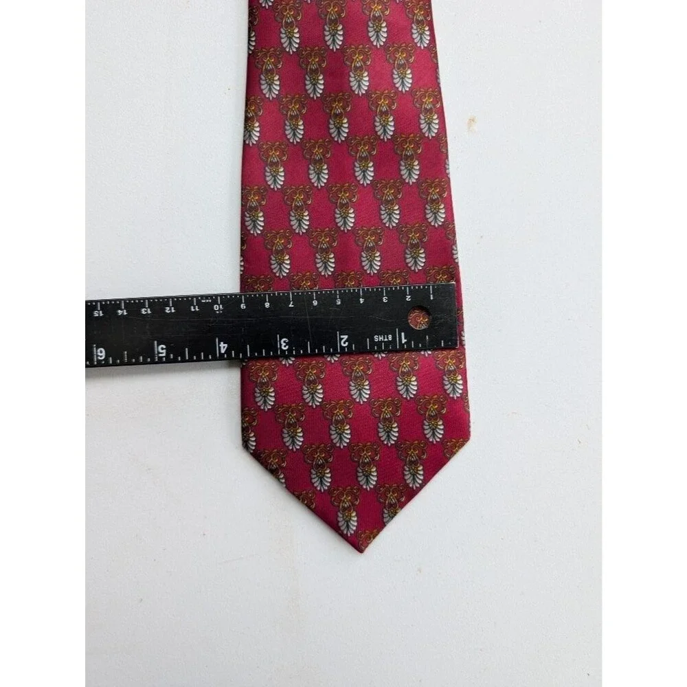 Givenchy Mens Silk Tie Burgundy Red Floral Medallion Print Designer